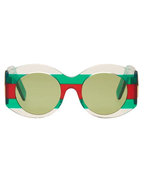 gucci round green and red sunglasses